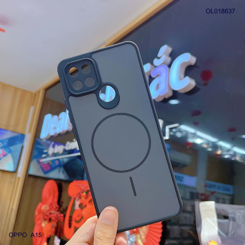 Ốp Oppo A15 nhám hai màu giả magsafe
