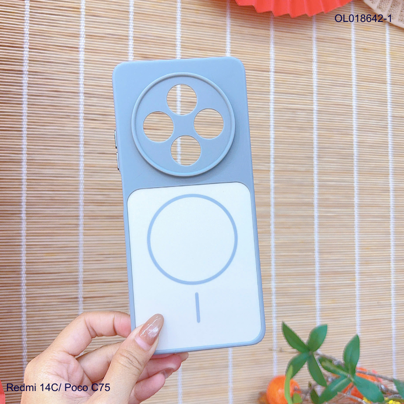 Ốp Xiaomi Redmi 14C/Poco C75 nhám hai màu giả magsafe