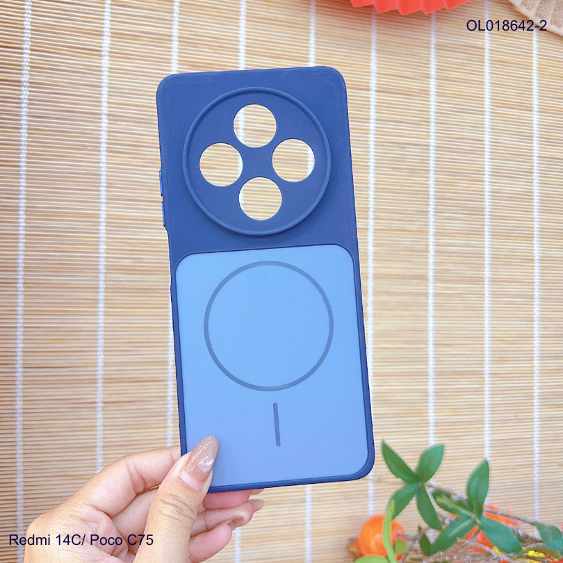 Ốp Xiaomi Redmi 14C/Poco C75 nhám hai màu giả magsafe