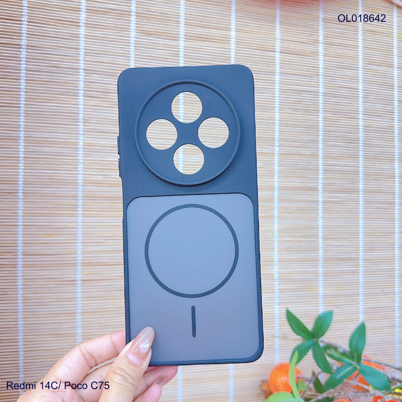 Ốp Xiaomi Redmi 14C/Poco C75 nhám hai màu giả magsafe