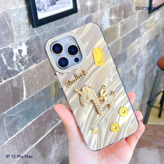 Ốp IP 12 Pro Max vân ánh sóng charm ngựa đính đá