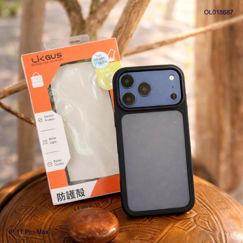 Ốp IP 17 Pro Max Likgus nhám viền màu