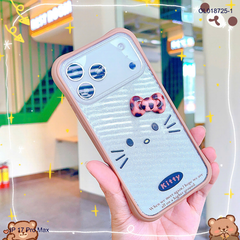 Ốp IP 17 Pro Max lưng kim tuyến viền nâu chống sốc