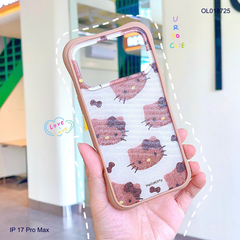 Ốp IP 17 Pro Max lưng kim tuyến viền nâu chống sốc