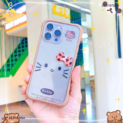 Ốp IP 16 Pro Max lưng kim tuyến viền nâu chống sốc