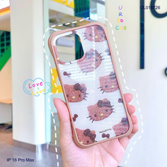 Ốp IP 16 Pro Max lưng kim tuyến viền nâu chống sốc