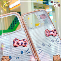 Ốp IP 14 Pro Max lưng kim tuyến viền nâu chống sốc