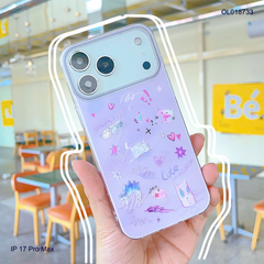 Ốp IP 17 Pro Max mèo vuông graffiti nền tím