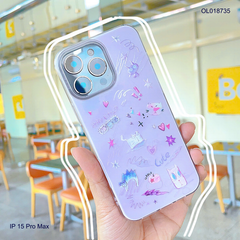 Ốp IP 15 Pro Max mèo vuông graffiti nền tím