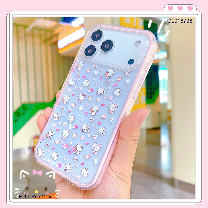 Ốp IP 17 Pro Max lưng trong viền 2 lớp nhiều Kitty