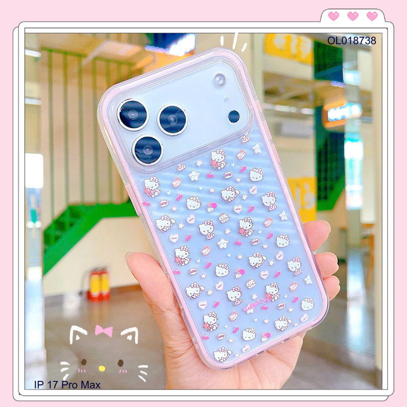 Ốp IP 17 Pro Max lưng trong viền 2 lớp nhiều Kitty
