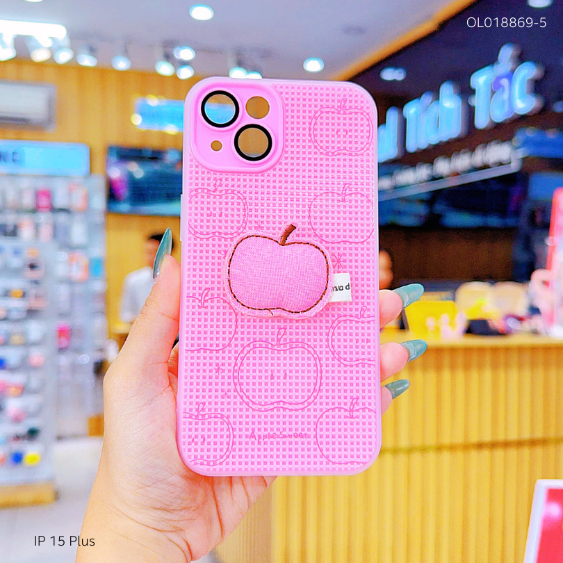 ** Ốp IP 15 Plus 2 lớp đính charm bông bảo vệ camera