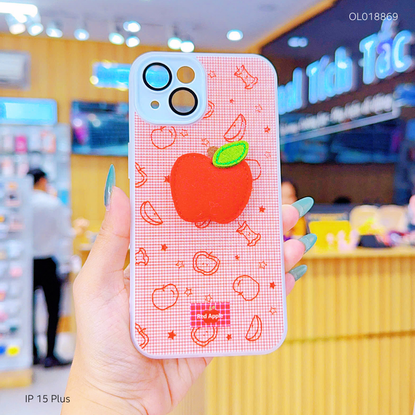 ** Ốp IP 15 Plus 2 lớp đính charm bông bảo vệ camera