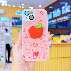 ** Ốp IP 15 Plus 2 lớp đính charm bông bảo vệ camera