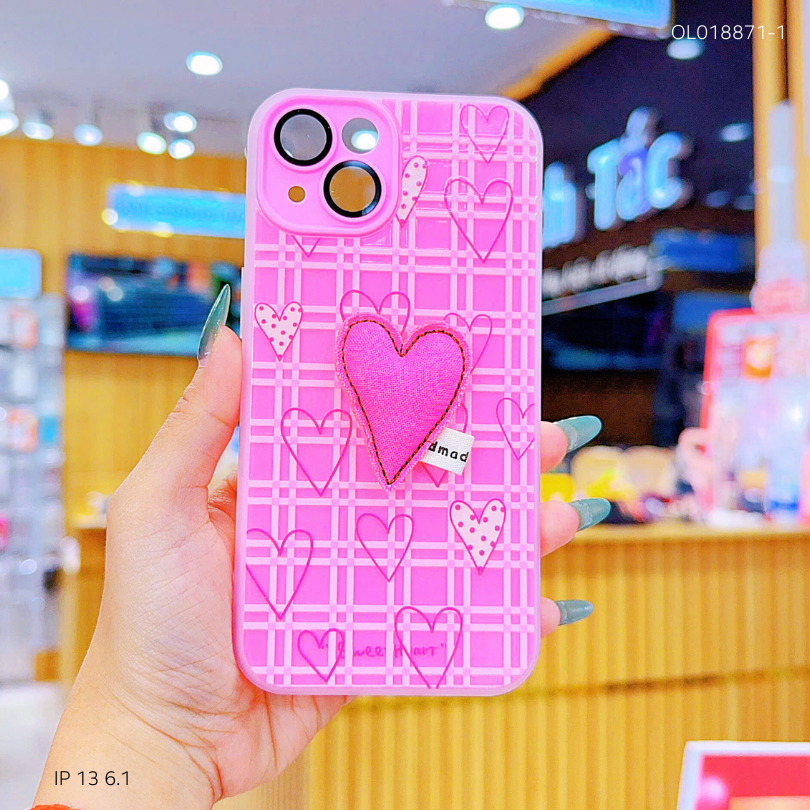 ** Ốp IP 13 6.1 2 lớp đính charm bông bảo vệ camera