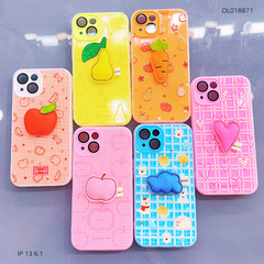 ** Ốp IP 13 6.1 2 lớp đính charm bông bảo vệ camera