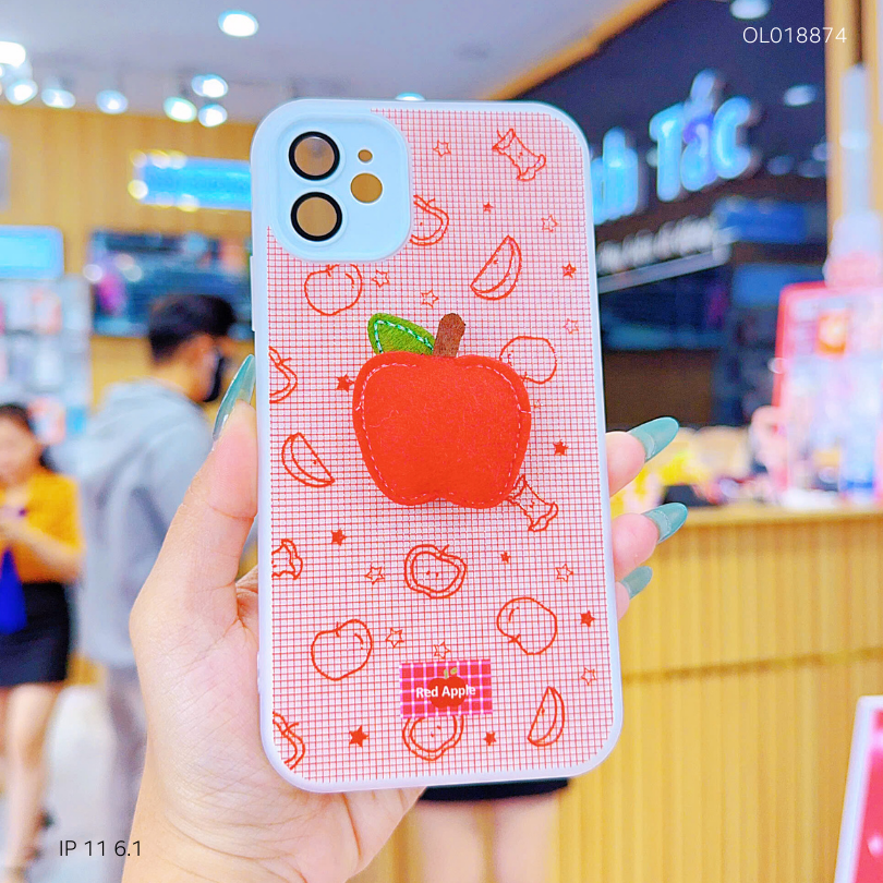 ** Ốp IP 11 6.1 2 lớp đính charm bông bảo vệ camera