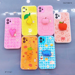 ** Ốp IP 11 6.1 2 lớp đính charm bông bảo vệ camera