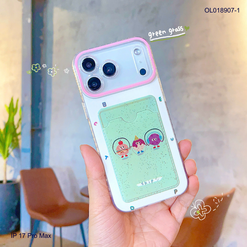 ** Ốp IP 17 Pro Max dẻo trong kèm ví card in hình