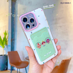 ** Ốp IP 15 Pro Max dẻo trong kèm ví card in hình