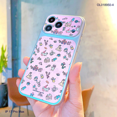 ** Ốp IP 17 Pro Max vân da viền dẻo xi bạc camera in hình