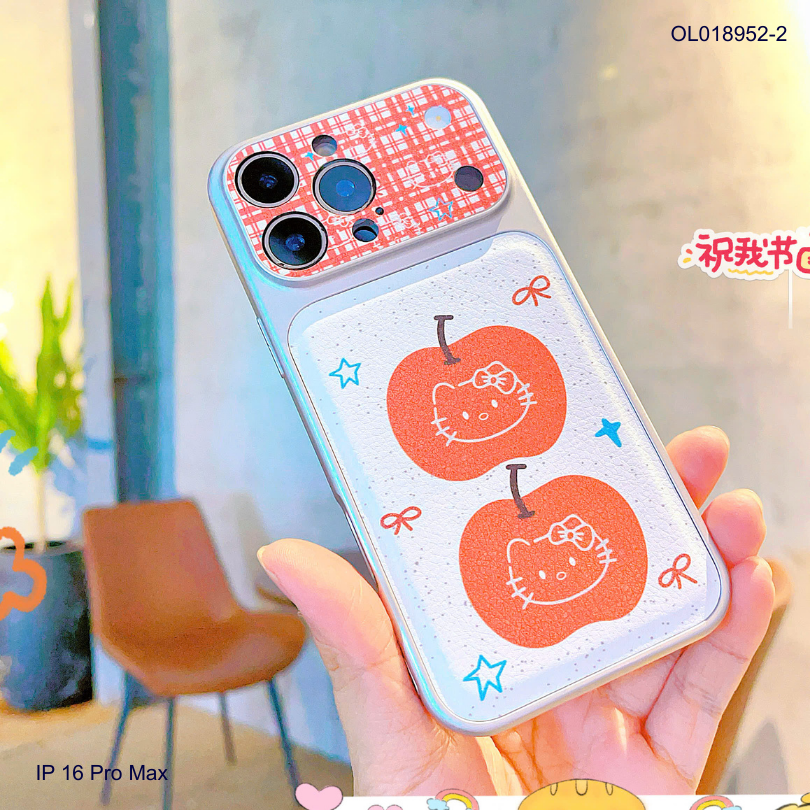 ** Ốp IP 16 Pro Max vân da viền dẻo xi bạc camera in hình