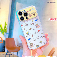** Ốp IP 16 Pro Max vân da viền dẻo xi bạc camera in hình