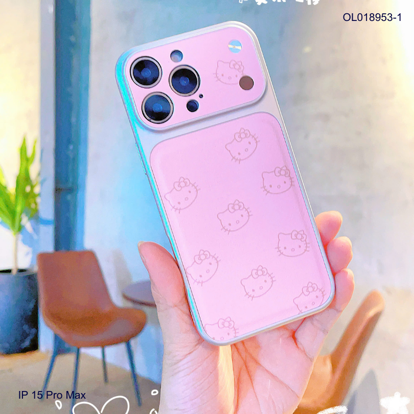 ** Ốp IP 15 Pro Max vân da viền dẻo xi bạc camera in hình