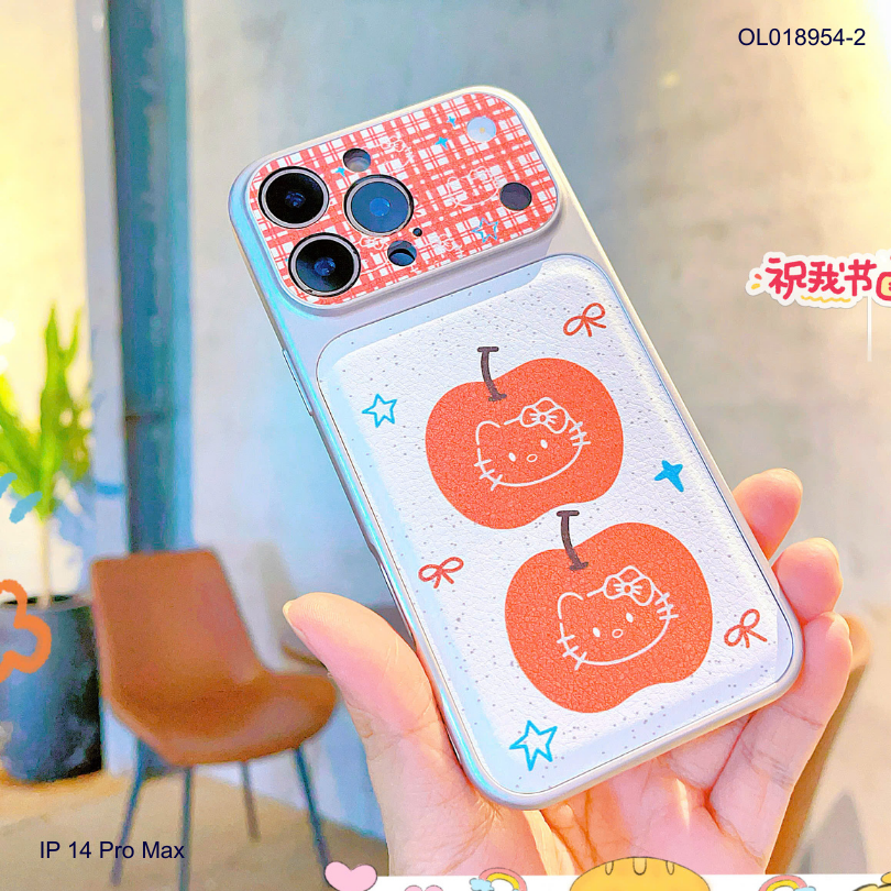 ** Ốp IP 14 Pro Max vân da viền dẻo xi bạc camera in hình