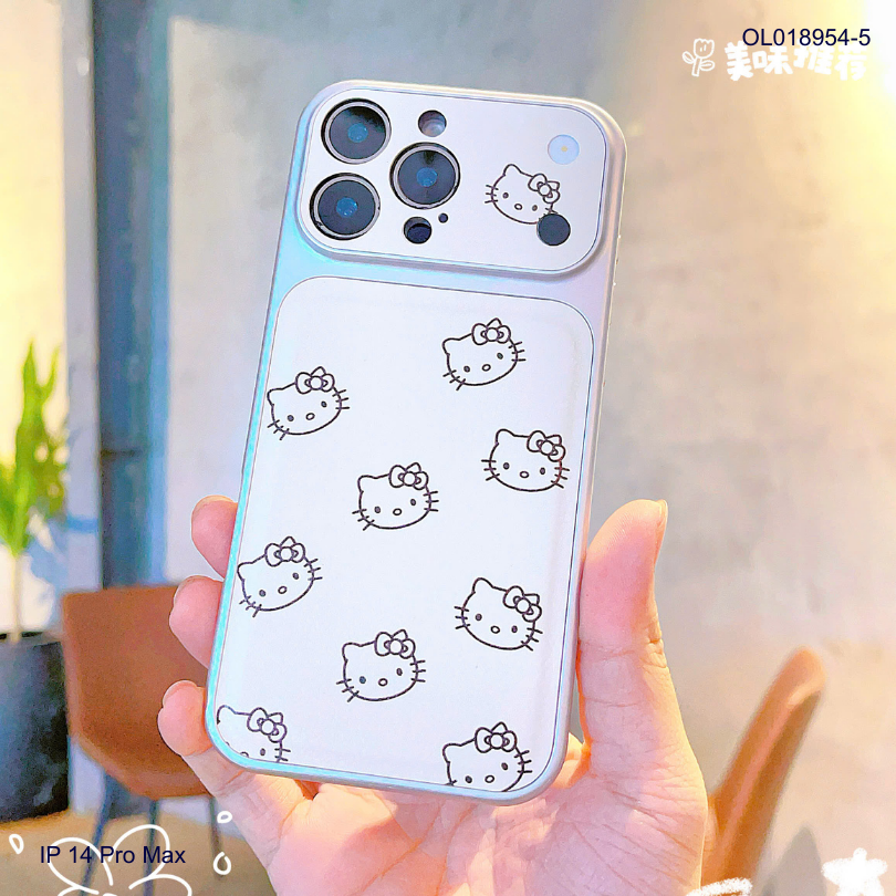 ** Ốp IP 14 Pro Max vân da viền dẻo xi bạc camera in hình