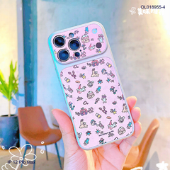 ** Ốp IP 12 Pro Max vân da viền dẻo xi bạc camera in hình