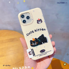 ** Ốp IP 16 Pro vân sần đính charm thêu