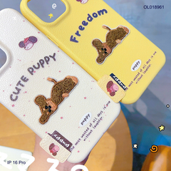 ** Ốp IP 16 Pro vân sần đính charm thêu