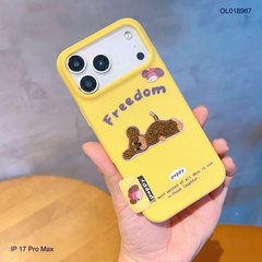 ** Ốp IP 17 Pro Max vân sần đính charm thêu