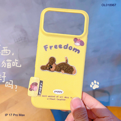 ** Ốp IP 17 Pro Max vân sần đính charm thêu