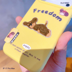 ** Ốp IP 17 Pro Max vân sần đính charm thêu