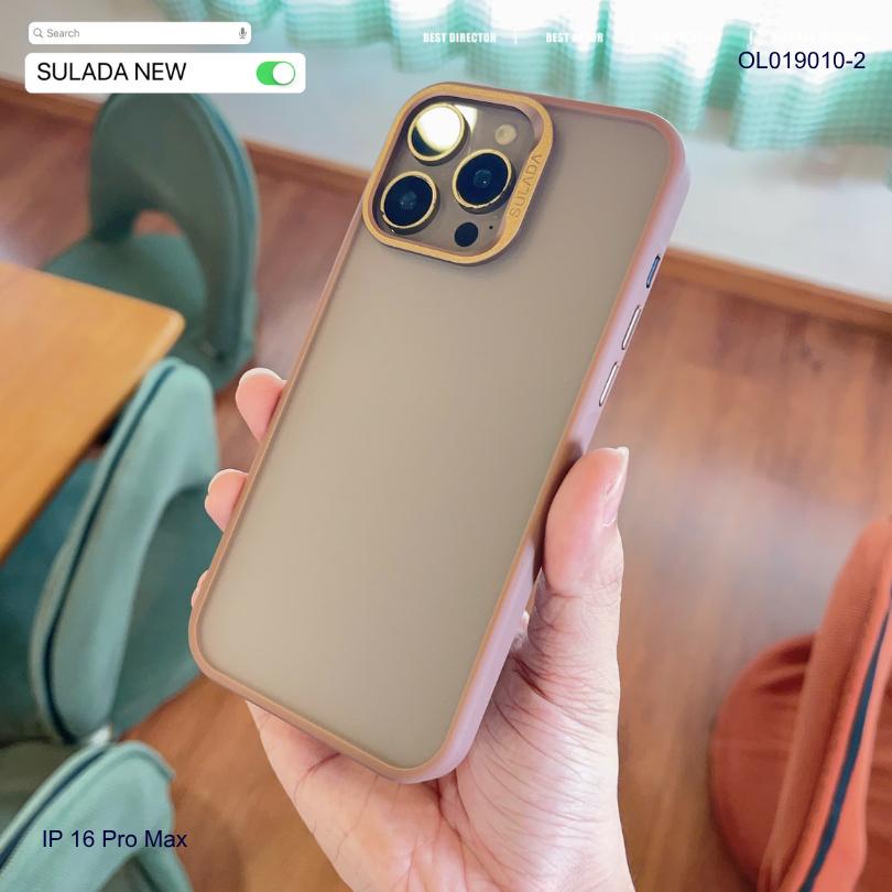 ** Ốp IP 16 Pro Max Sulada nhám viền màu