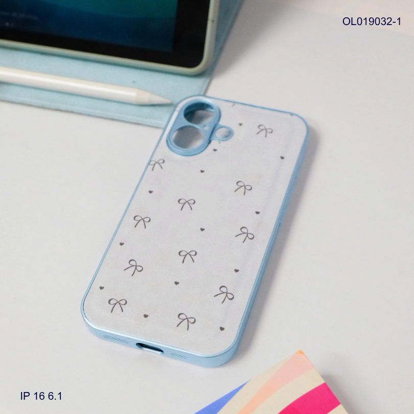 Ốp IP 16 6.1 vân da phồng viền dẻo xi màu