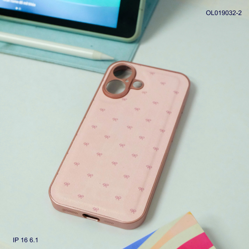 Ốp IP 16 6.1 vân da phồng viền dẻo xi màu