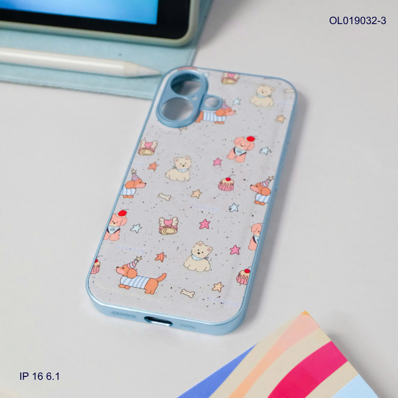 Ốp IP 16 6.1 vân da phồng viền dẻo xi màu