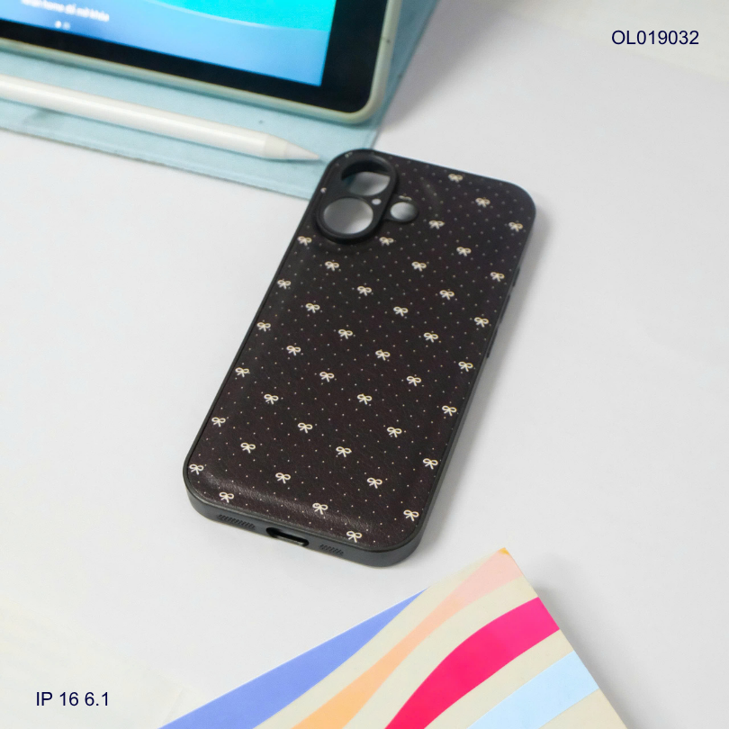 Ốp IP 16 6.1 vân da phồng viền dẻo xi màu