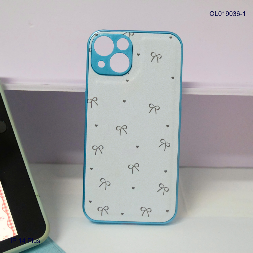 Ốp IP 14 Plus vân da phồng viền dẻo xi màu