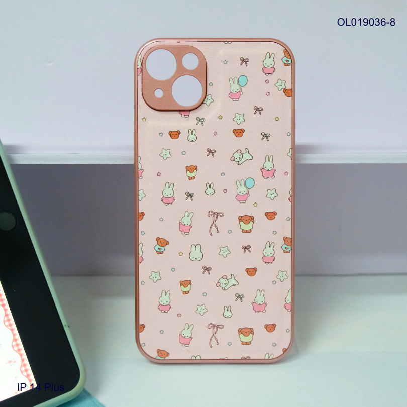 Ốp IP 14 Plus vân da phồng viền dẻo xi màu