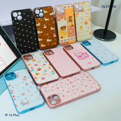 Ốp IP 14 Plus vân da phồng viền dẻo xi màu
