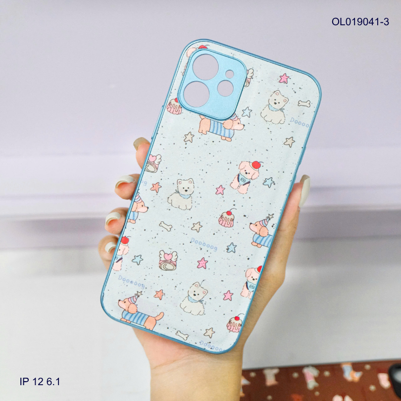 Ốp IP 12 6.1 vân da phồng viền dẻo xi màu