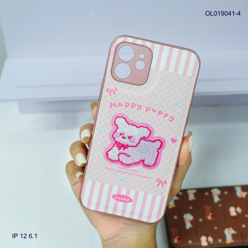 Ốp IP 12 6.1 vân da phồng viền dẻo xi màu