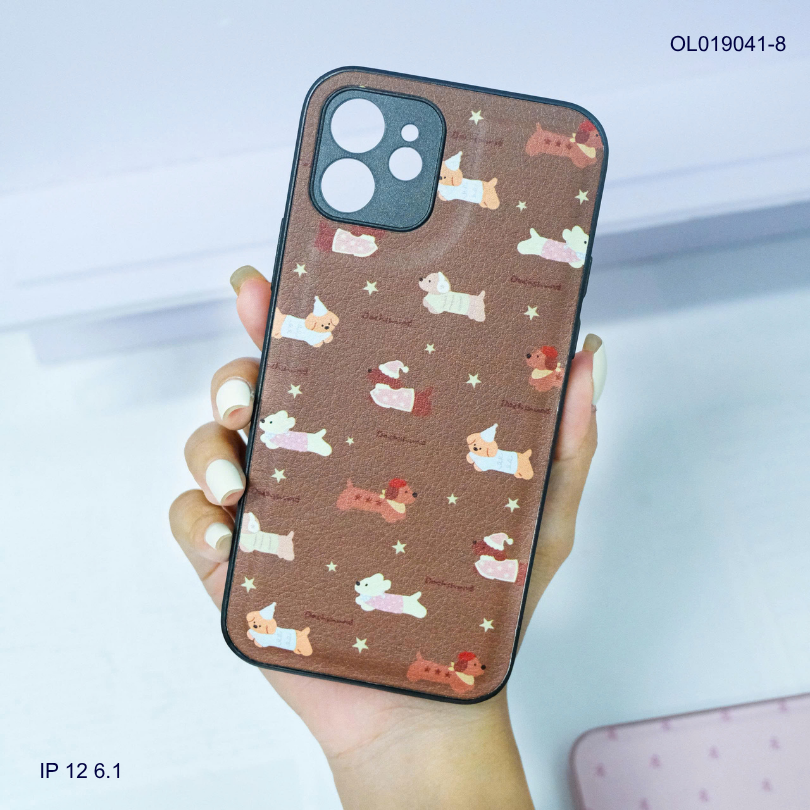 Ốp IP 12 6.1 vân da phồng viền dẻo xi màu