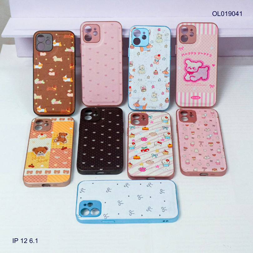 Ốp IP 12 6.1 vân da phồng viền dẻo xi màu