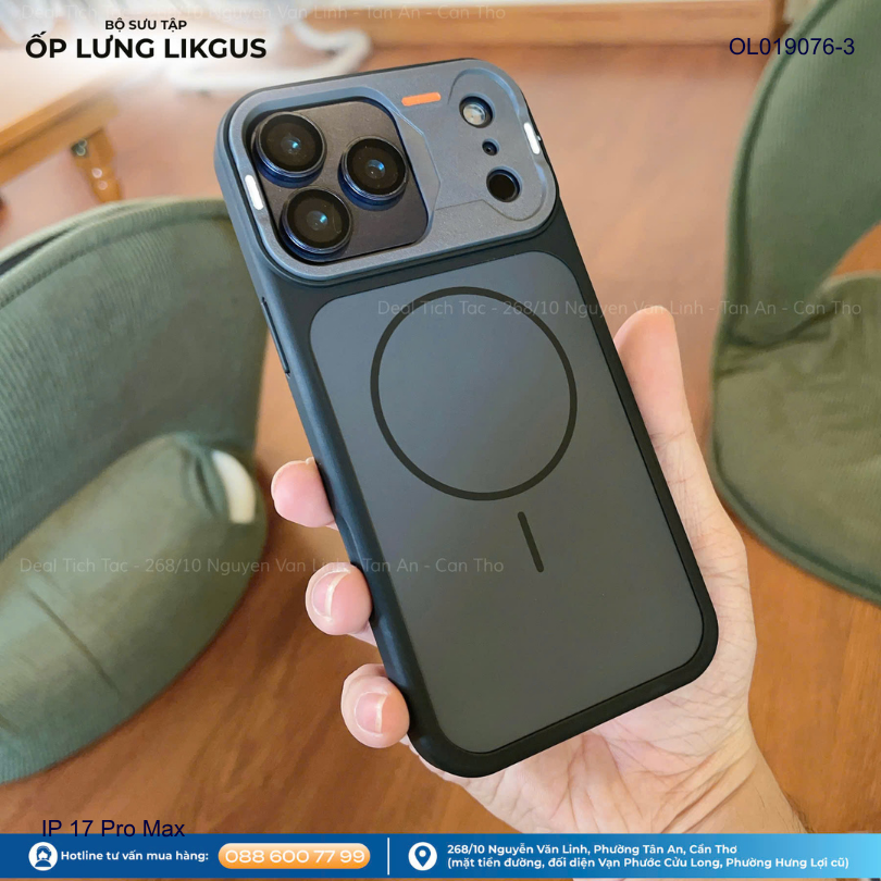 Ốp IP 17 Pro Max Likgus nhám hai màu Magsafe