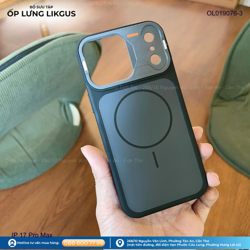 Ốp IP 17 Pro Max Likgus nhám hai màu Magsafe